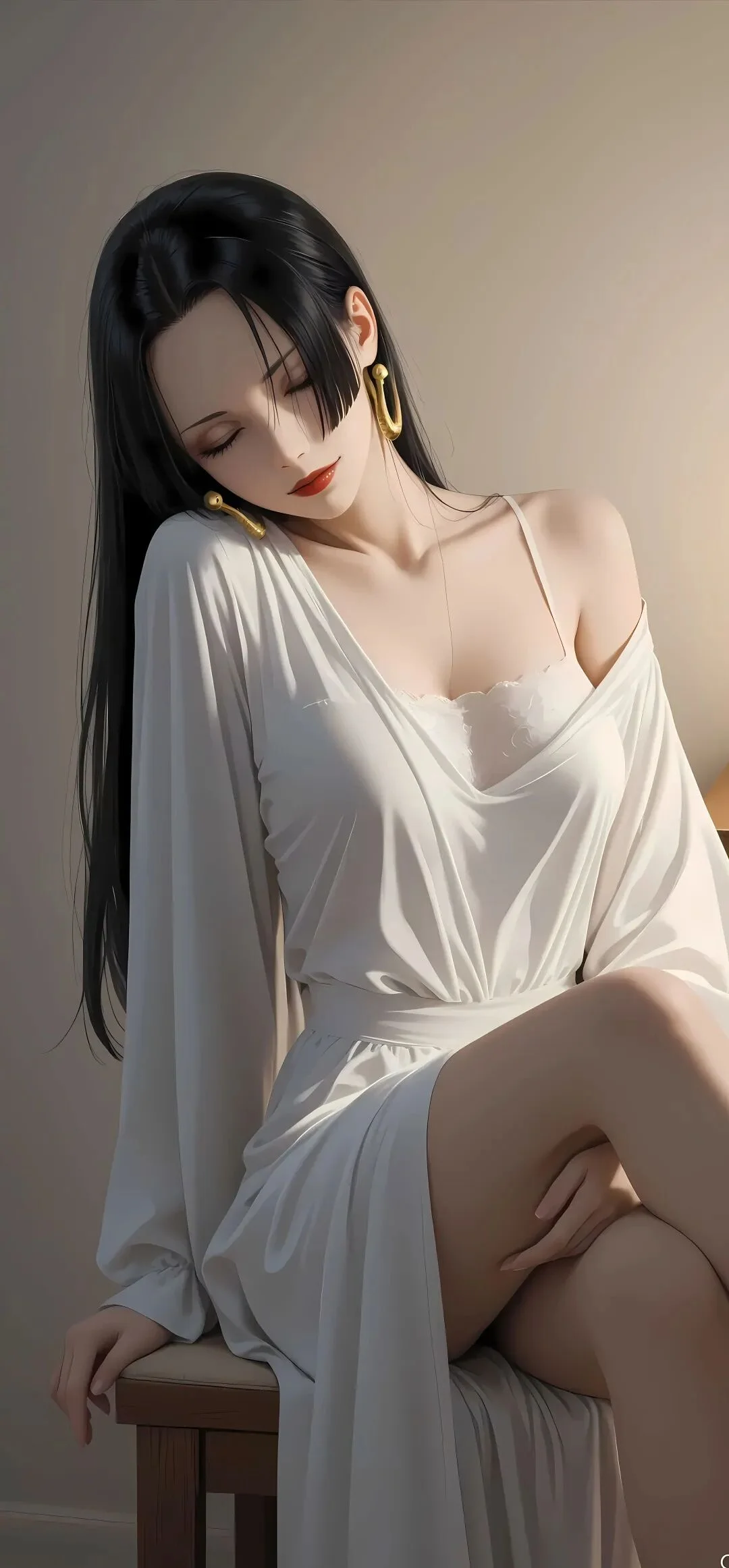 海贼王福利图:女帝白色丝滑露肩长裙,慵懒魅惑欲感拉满!第1张-PicACG哔咔漫画官网 海贼王福利图:女帝白色丝滑露肩长裙,慵懒魅惑欲感拉满!