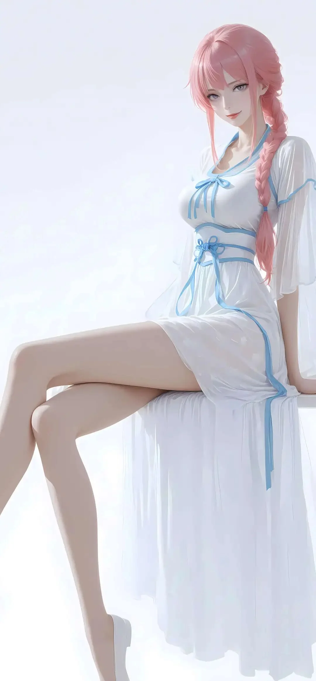 海贼王福利图：乌塔白蓝古风纱裙，纯欲大长腿氛围感拉满！