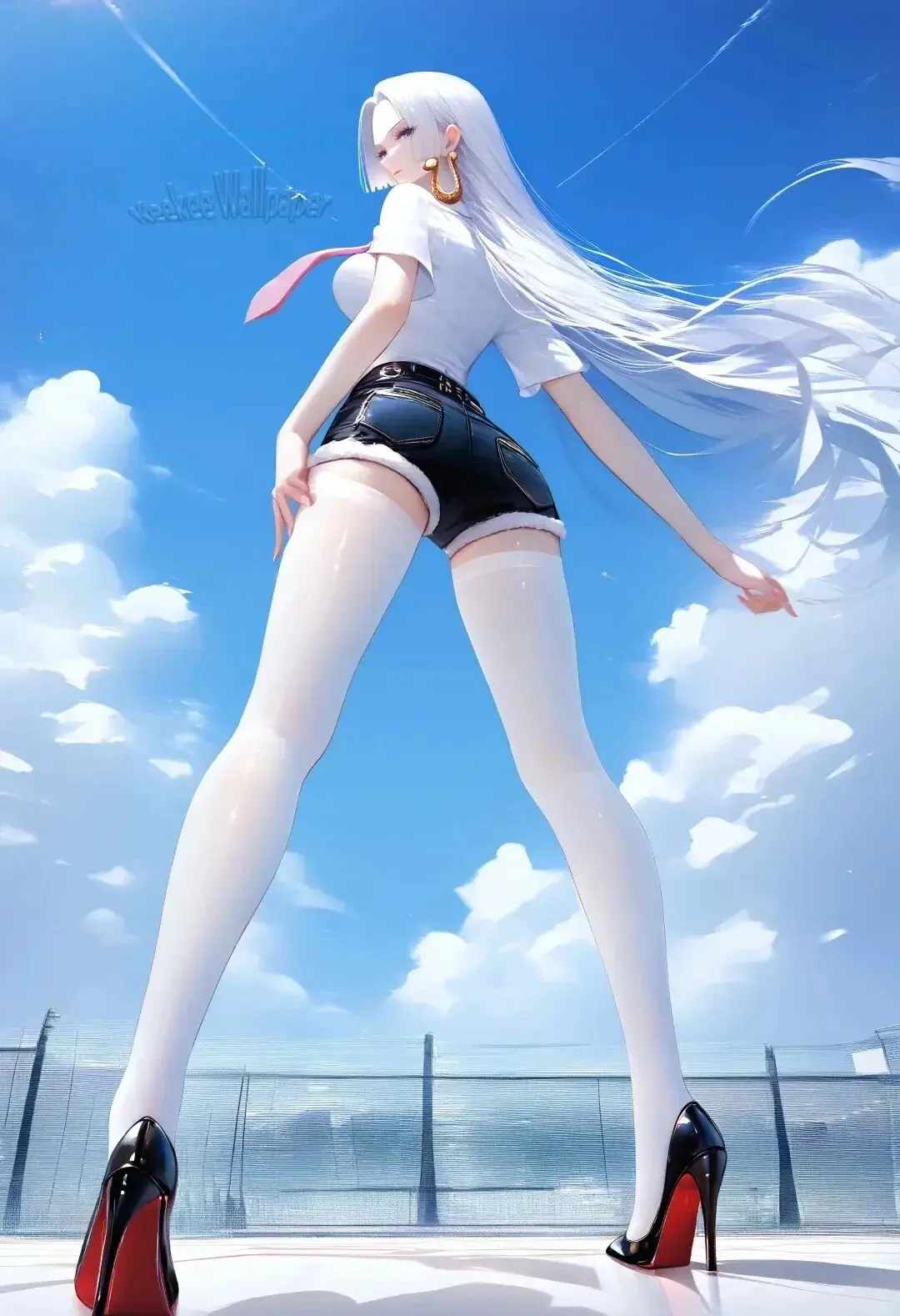 海贼王福利图：女帝白衬衫黑热裤穿搭，甜飒性感氛围感拉满！