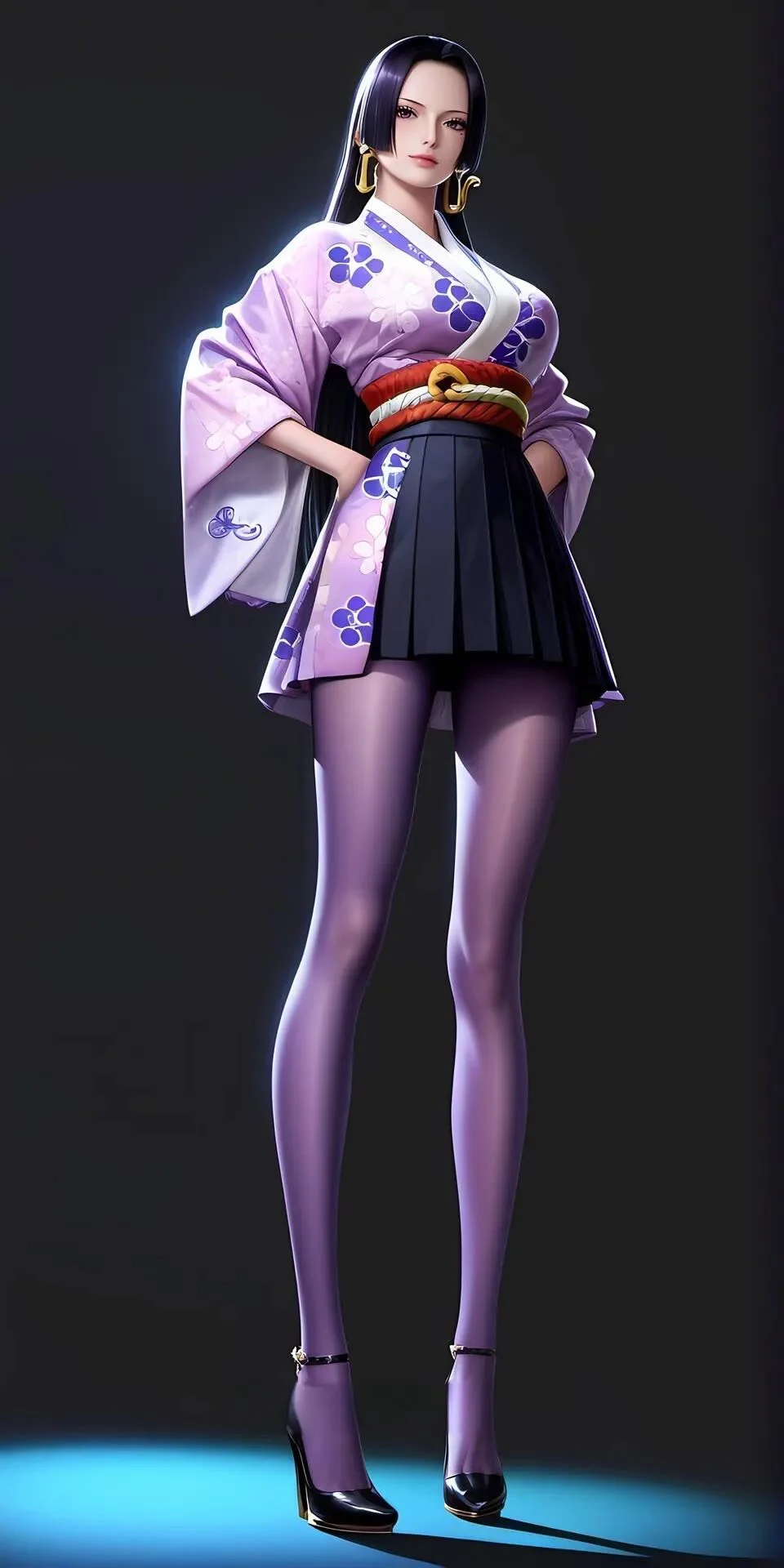 海贼王福利图：女帝紫色和风改良和服套装，御姐性感氛围感拉满！