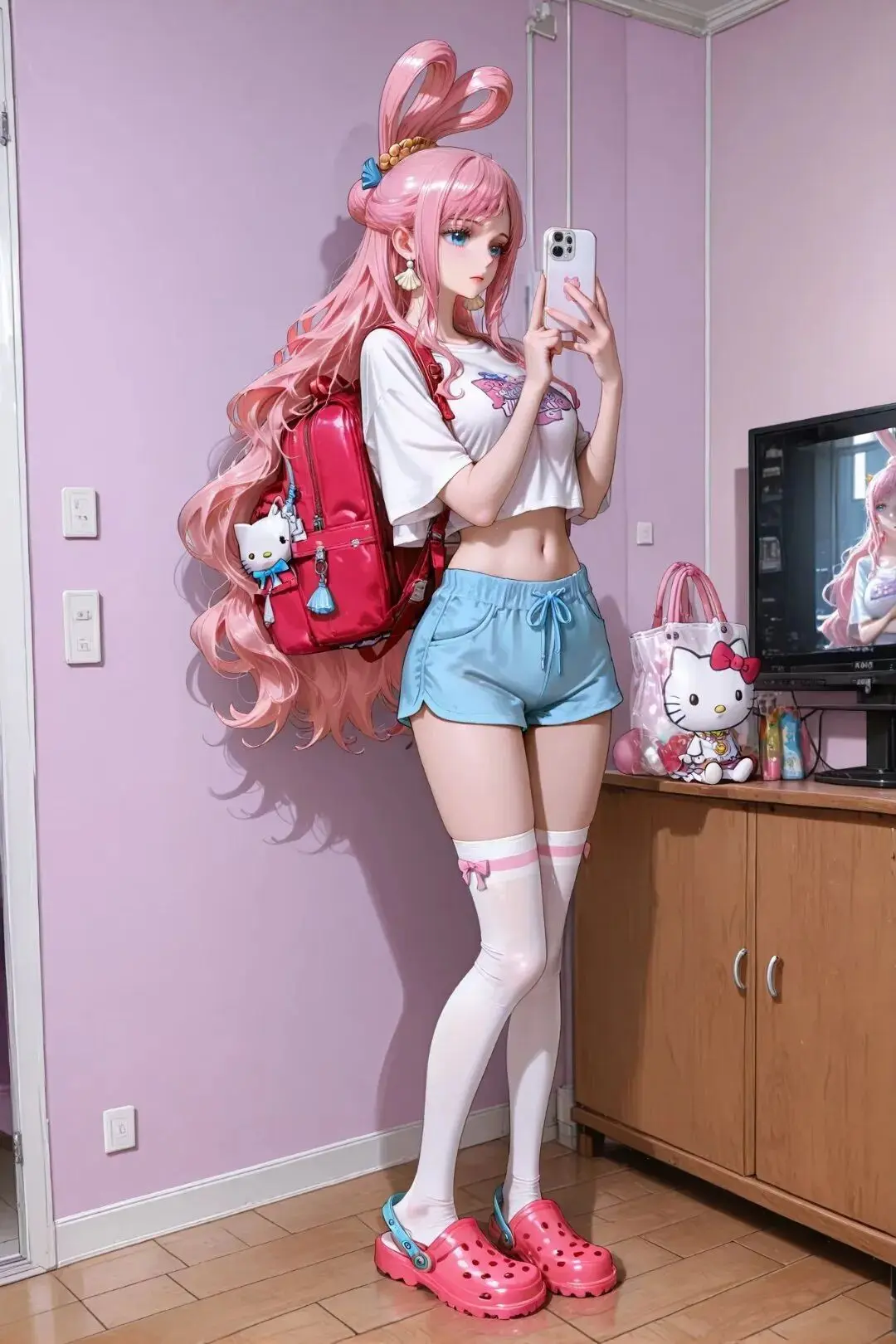 海贼王福利图：白星Hello Kitty甜妹穿搭，元气纯欲感爆棚！