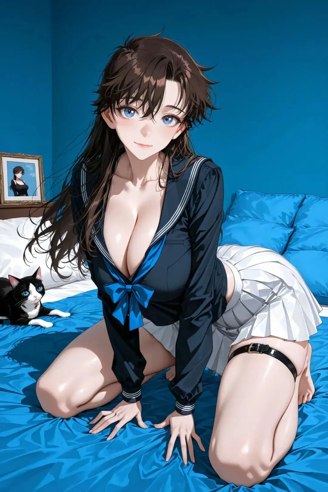 名侦探柯南福利图：毛利兰深V水手服+白裙腿环，性感甜美感瞬间戳中！