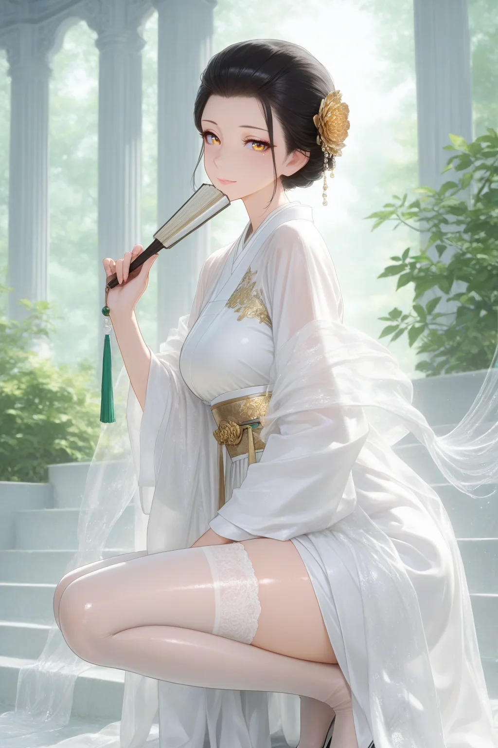 性感福利图:古风美人白纱金饰裙,蹲姿露腿魅惑感拉满第1张-Pixiv网页版入口 性感福利图:古风美人白纱金饰裙,蹲姿露腿魅惑感拉满