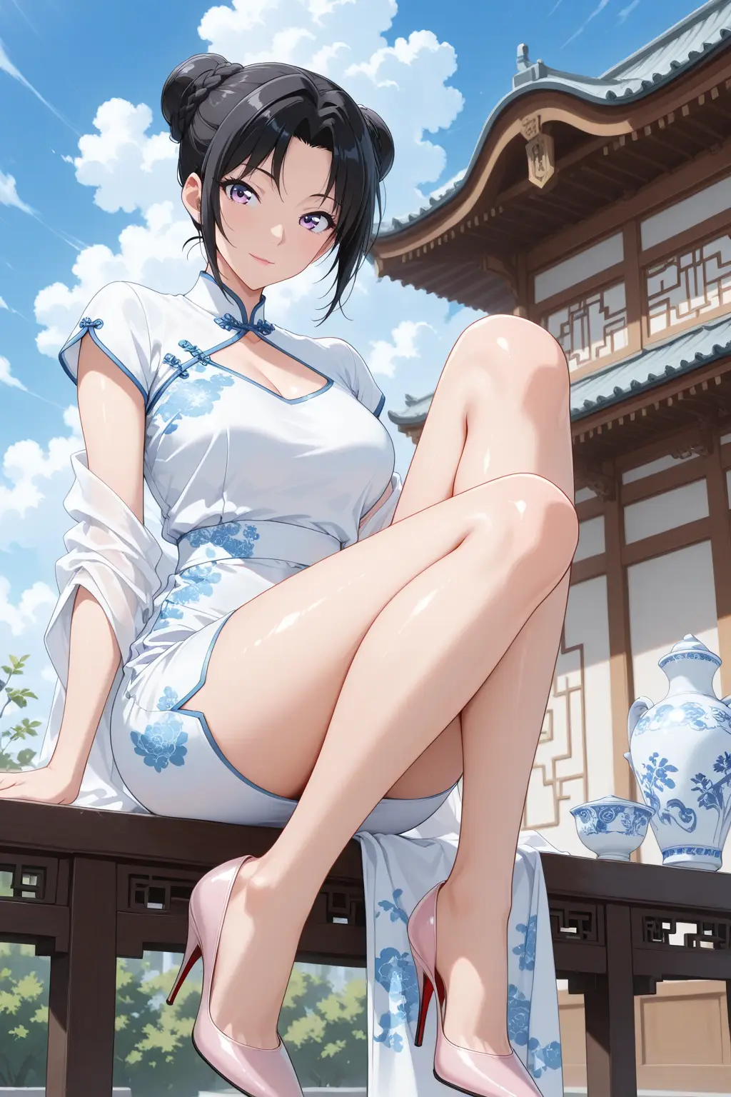 性感福利图:黑发紫眸少女白底青花旗袍+粉高跟,坐姿露腿性感韵味绝了!第1张-Pixiv网页版入口 性感福利图:黑发紫眸少女白底青花旗袍+粉高跟,坐姿露腿性感韵味绝了!