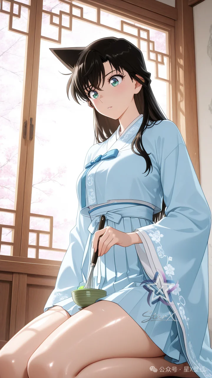 性感福利图：毛利兰浅蓝色改良和服，清新性感撩力满格！