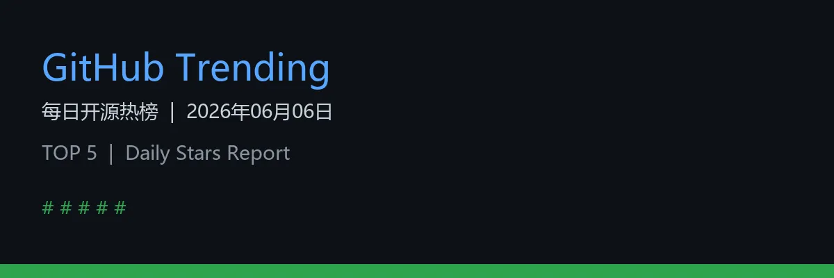 GitHub 每日热榜（2026年06月06日）：hermes-agent 登顶