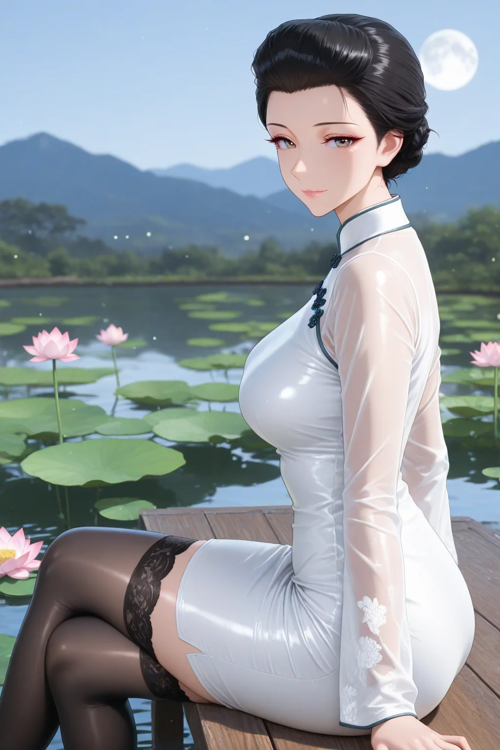 性感福利图:旗袍佳人白修身旗袍配黑丝,优雅性感氛围感拉满!第1张-Pixiv网页版入口 性感福利图:旗袍佳人白修身旗袍配黑丝,优雅性感氛围感拉满!