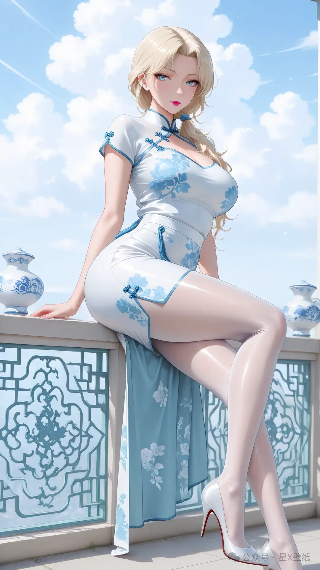 性感福利图：贝尔摩德青花旗袍加身，曲线勾人氛围感炸裂