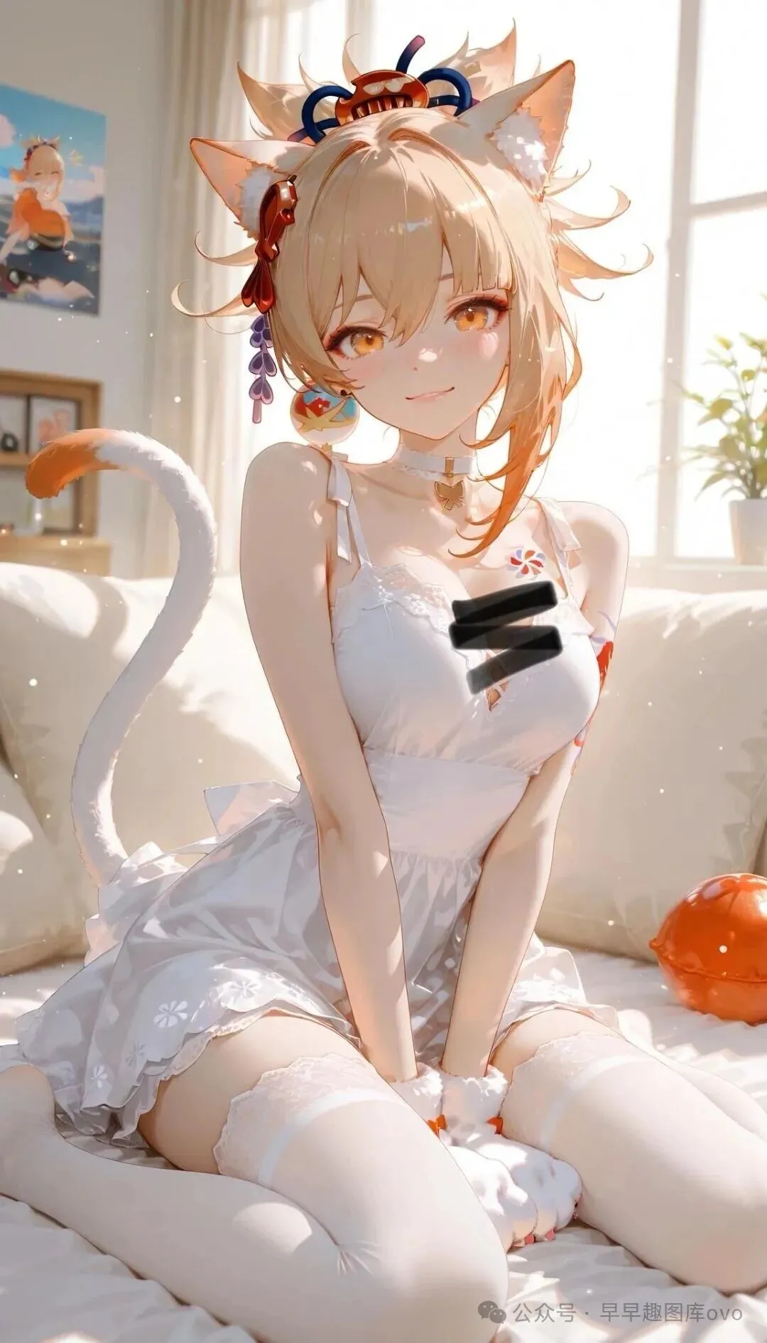 原神福利图：迪奥娜猫耳白裙丝袜，甜美性感勾人心魄