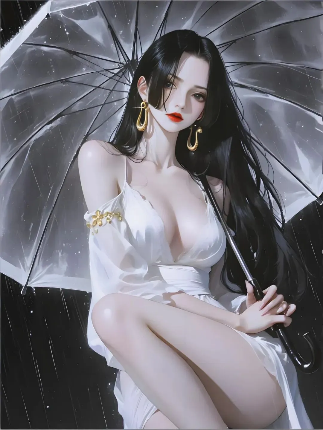 绅士美图：妮可·罗宾白色深V裙撑伞，御姐性感氛围感拉满！