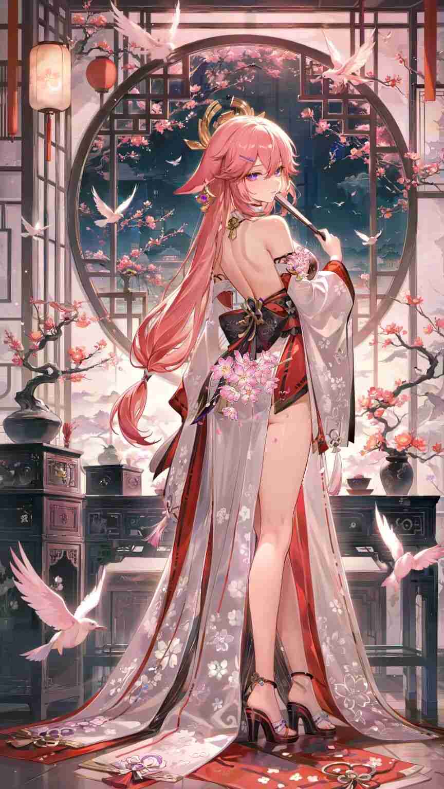 原神福利图:八重神子露背樱花和服高跟,妩媚回眸身段勾人魂魄第1张-Pixiv网页版入口 原神福利图:八重神子露背樱花和服高跟,妩媚回眸身段勾人魂魄