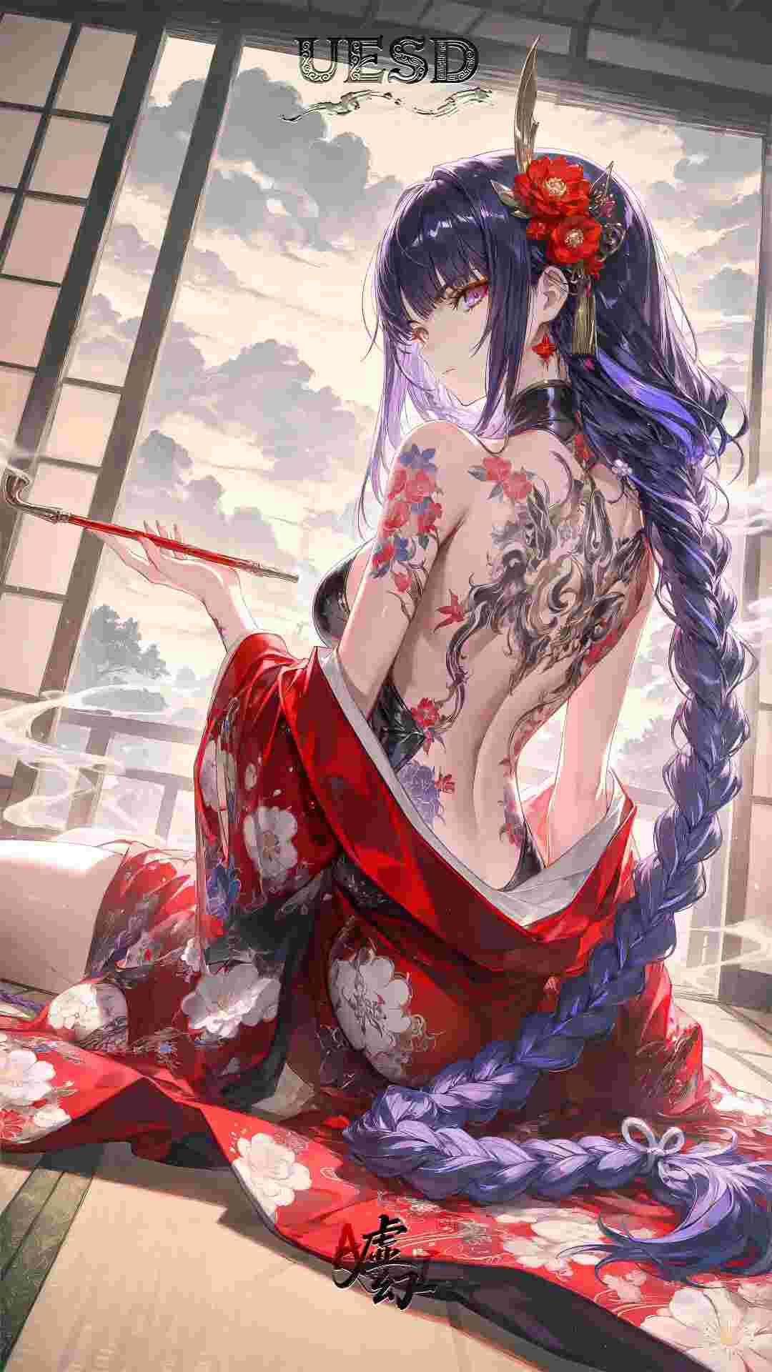原神福利图:雷电将军红纹和服半露背,妖冶纹身曲线勾魂第1张-Pixiv网页版入口 原神福利图:雷电将军红纹和服半露背,妖冶纹身曲线勾魂