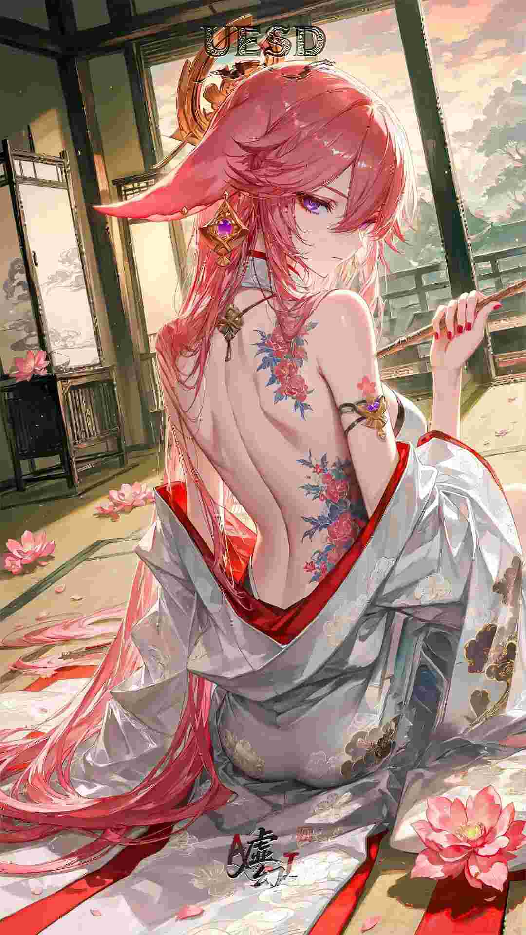 原神福利图:八重神子露背花纹和服,妖媚曲线勾魂夺魄第1张-Pixiv网页版入口 原神福利图:八重神子露背花纹和服,妖媚曲线勾魂夺魄