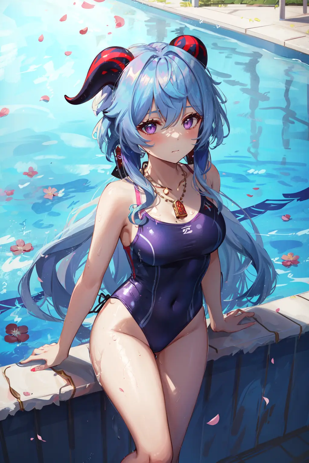 原神福利图:甘雨紫色紧身泳衣,泳池湿身曲线勾人第1张-Pixiv网页版入口 原神福利图:甘雨紫色紧身泳衣,泳池湿身曲线勾人