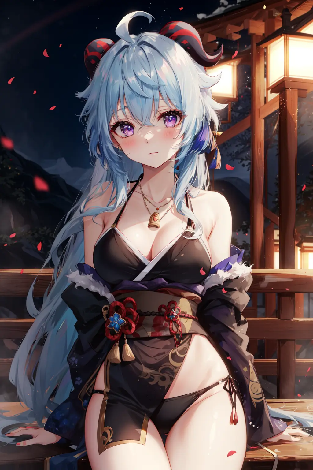 原神福利图：甘雨和风黑泳装，娇柔魅惑曲线勾魂