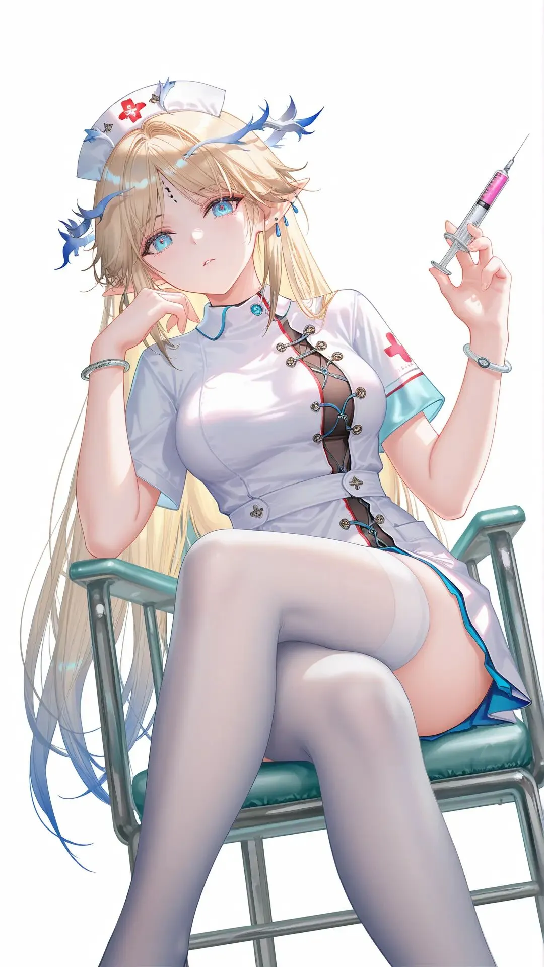 鸣潮福利图：维里奈白色护士服白丝，清冷诱惑欲感拉满