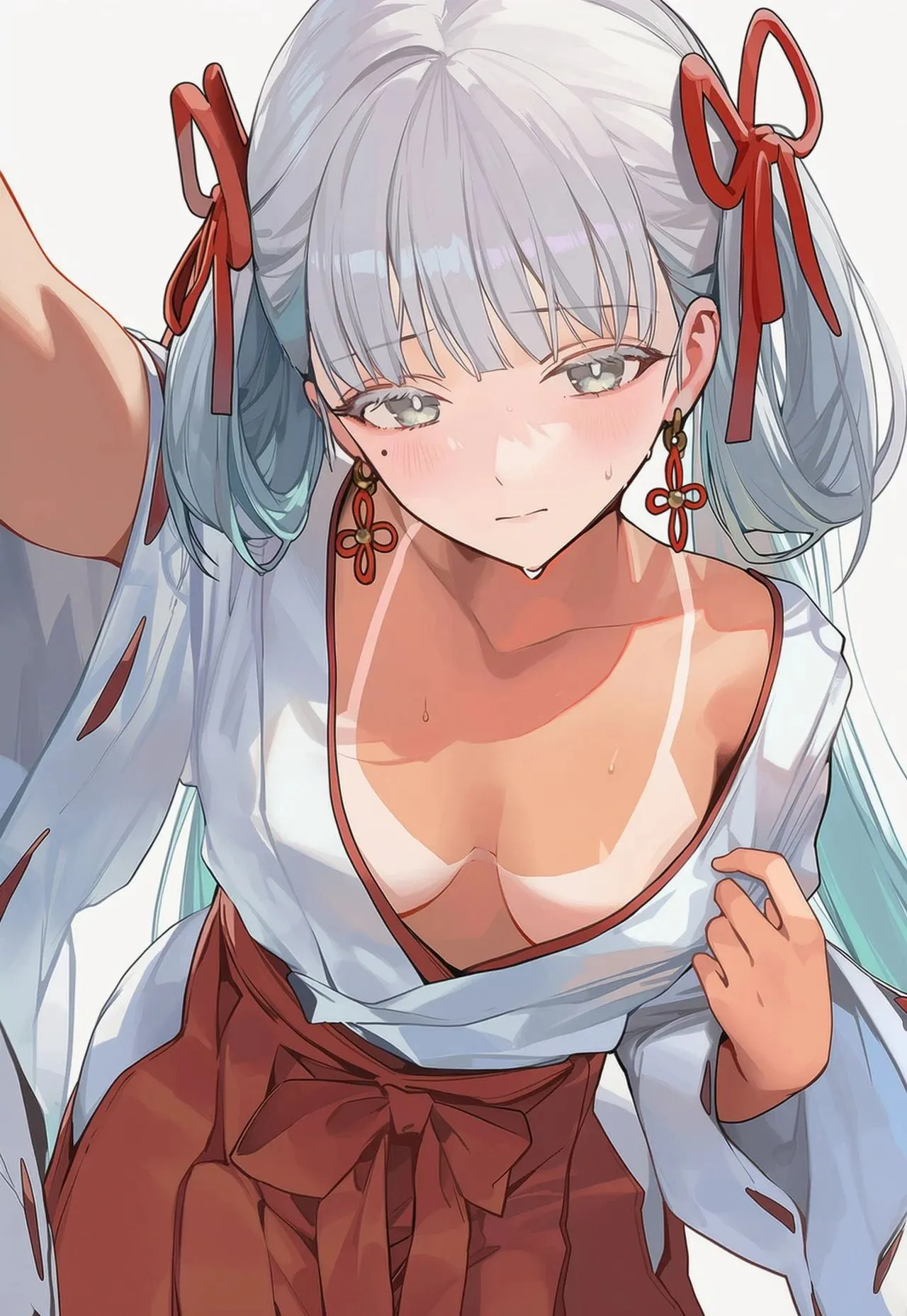 鸣潮福利图：散华白红和服深V，清纯害羞曲线勾人