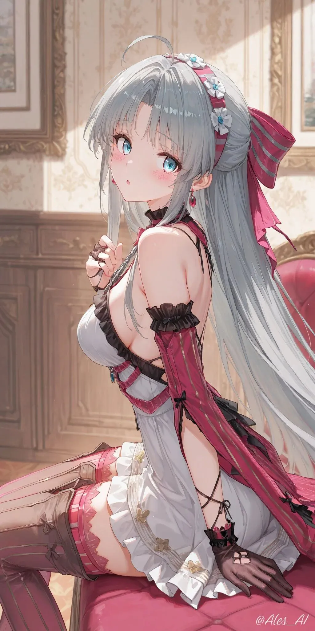 鸣潮福利图：薇拉白裙红黑蕾丝长袜，甜美御姐曲线勾魂