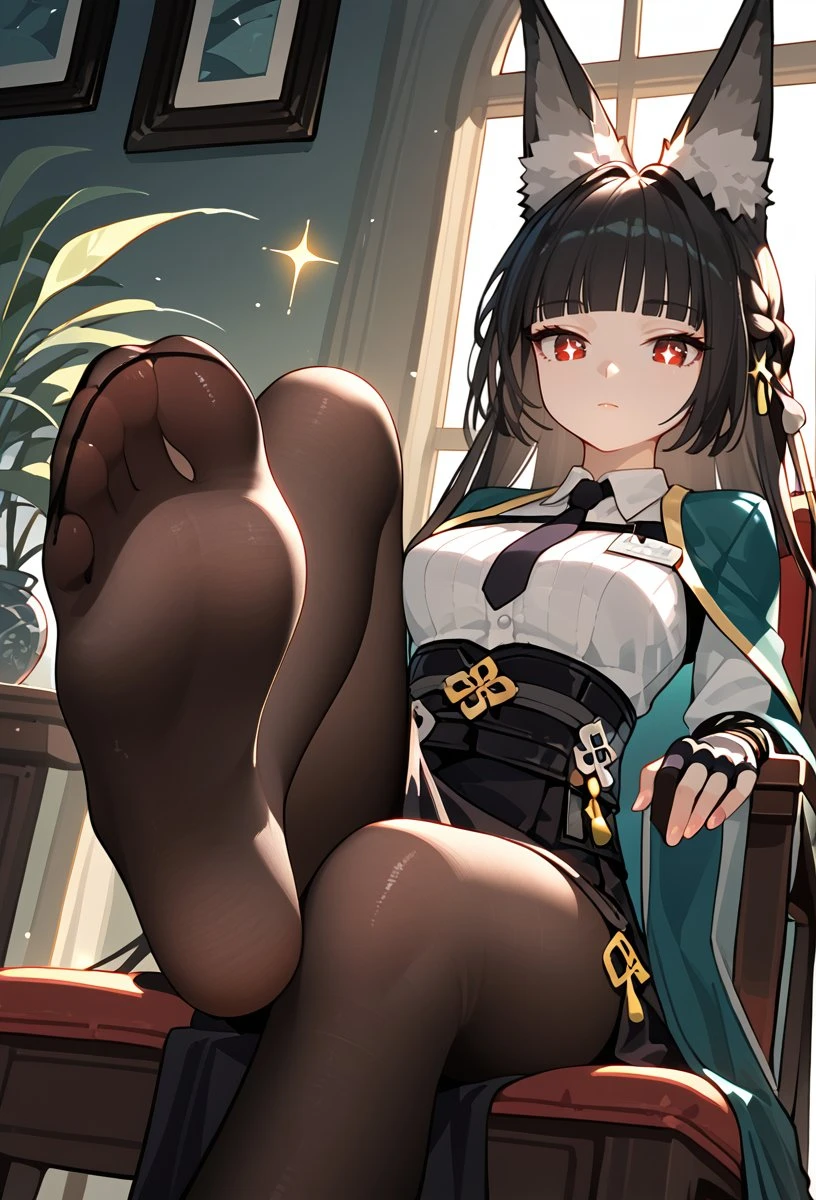 绝区零福利图：星见雅OL制服黑丝，冷艳兽耳娘美腿勾魂