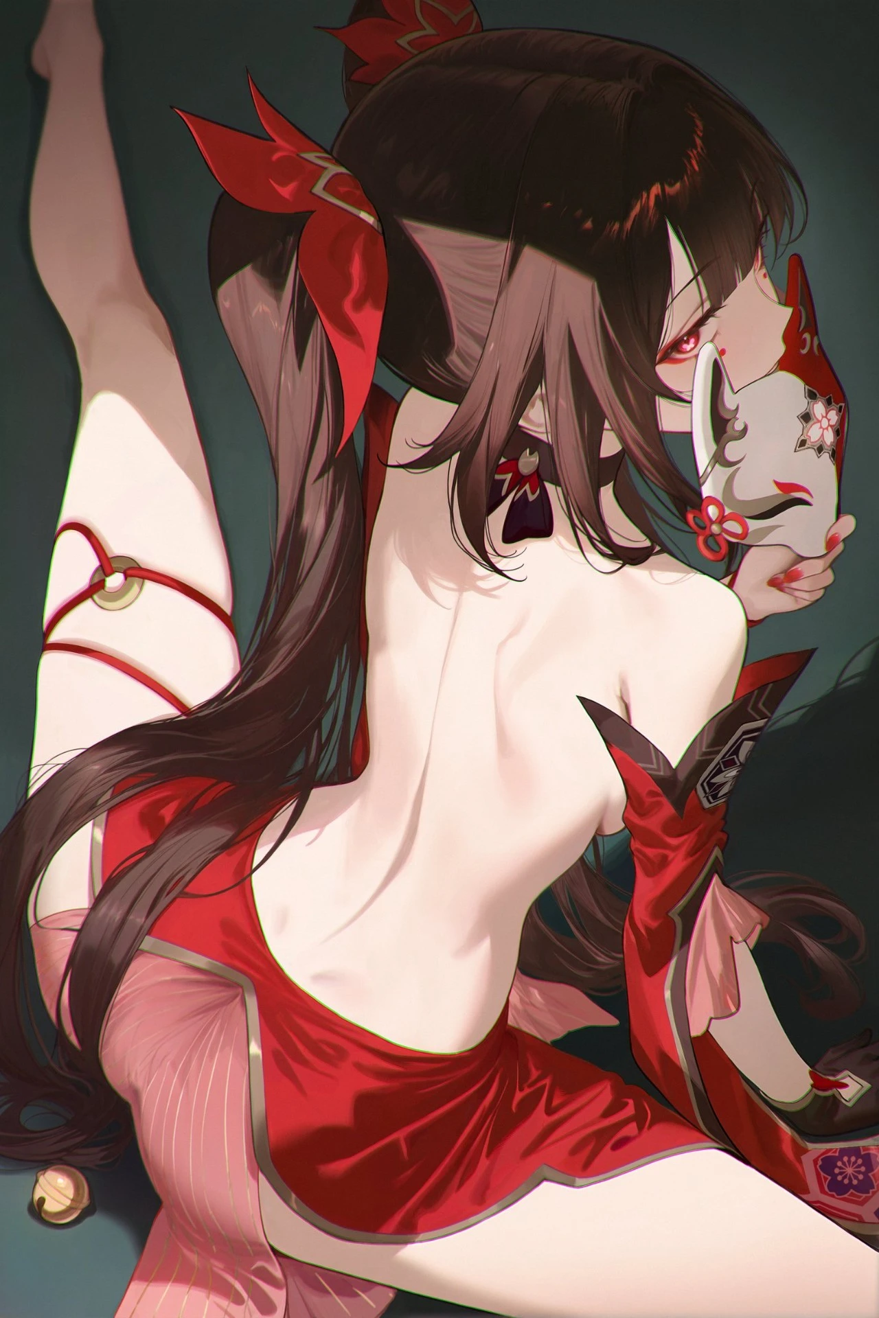 星穹铁道福利图：桂乃芬露背红裙高叉，妖媚身姿勾魂摄魄