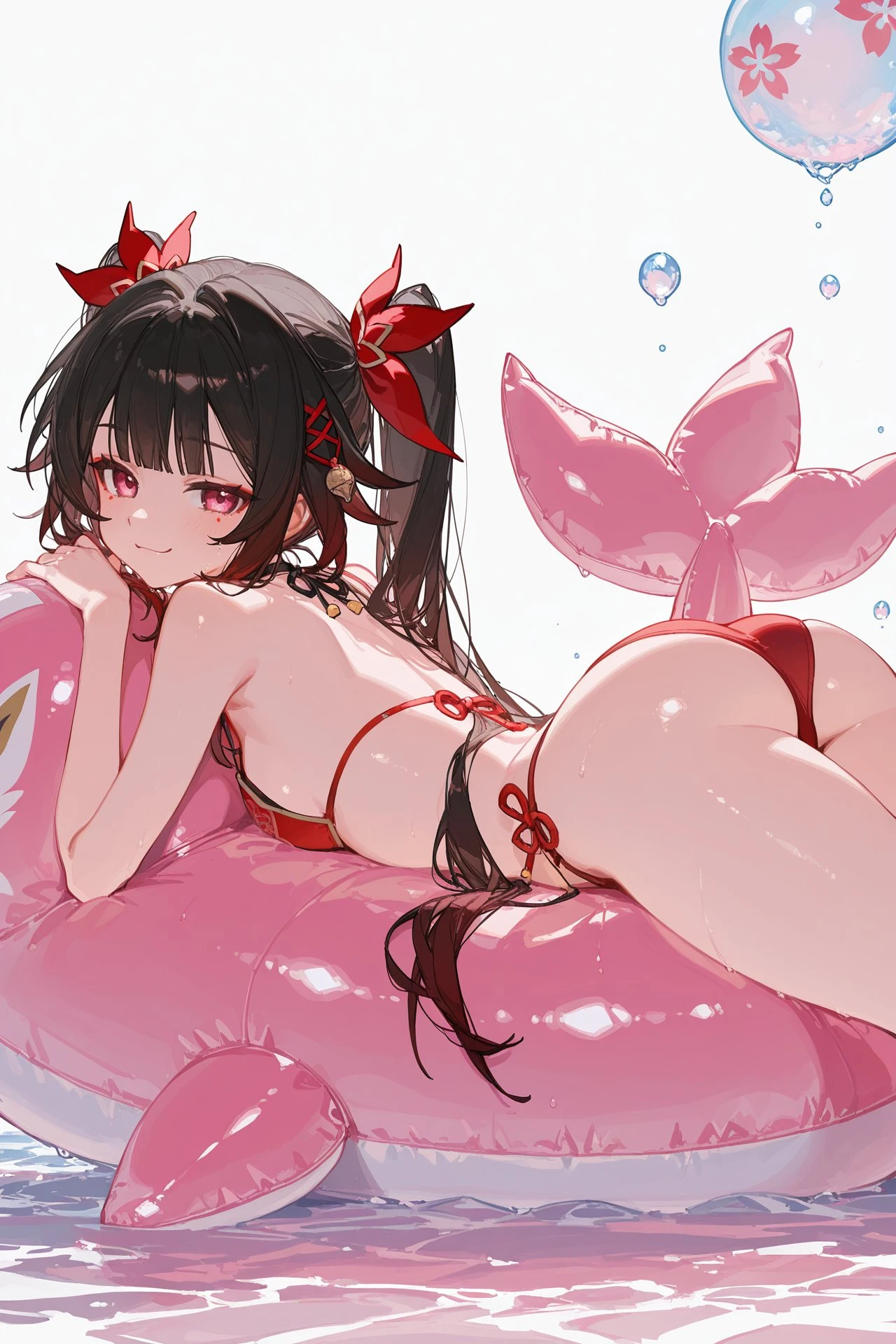 星穹铁道福利图：桂乃芬红色比基尼趴姿，娇俏辣妹曲线撩人心扉