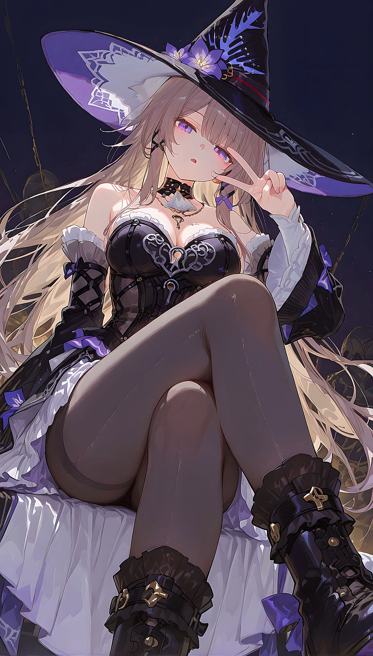 星穹铁道福利图：佩拉黑丝女巫装，俏皮性感曲线勾魂