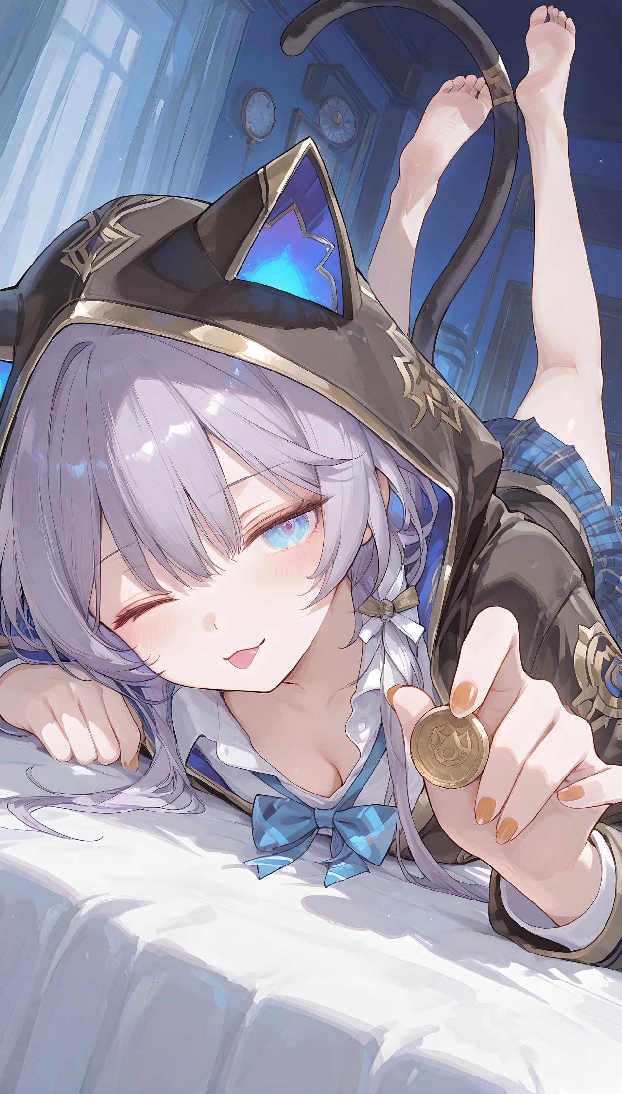 星穹铁道福利图：阮·梅猫耳帽格裙，俏皮甜欲曲线勾魂