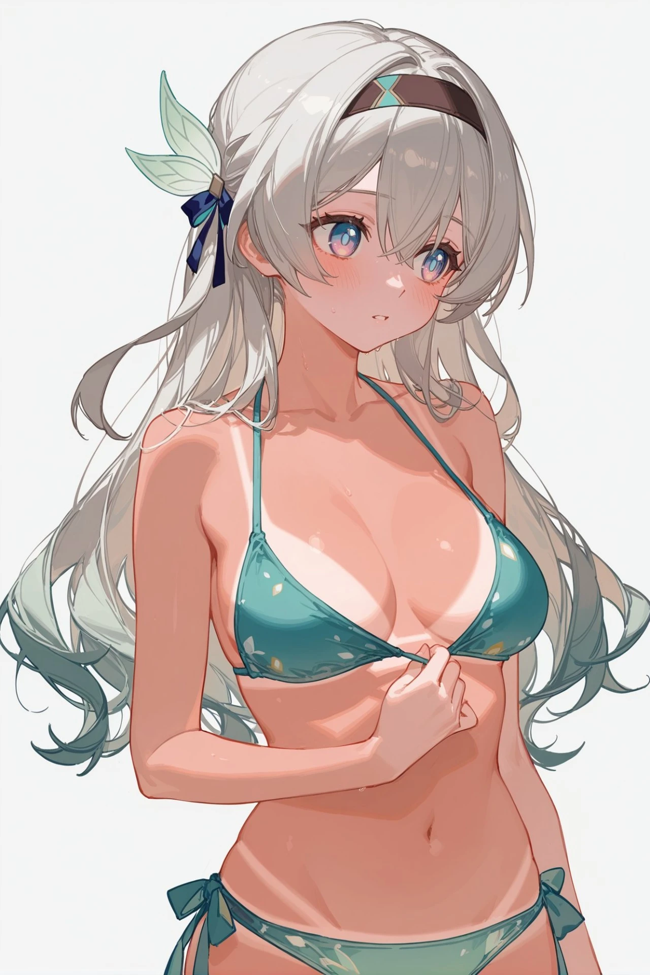 星穹铁道福利图：佩拉青碧碎花比基尼，娇憨羞涩曲线勾人