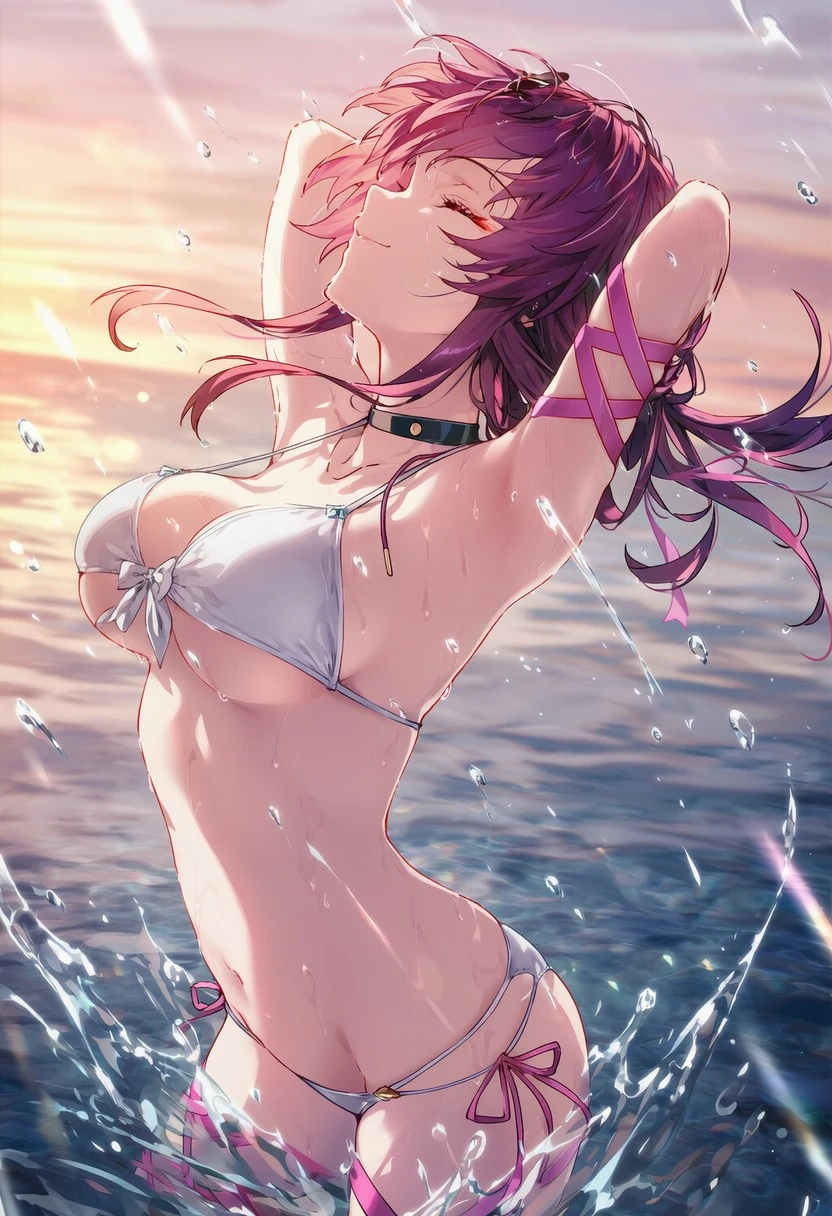 星穹铁道福利图：黄泉白色比基尼湿身，性感曲线勾人魂魄