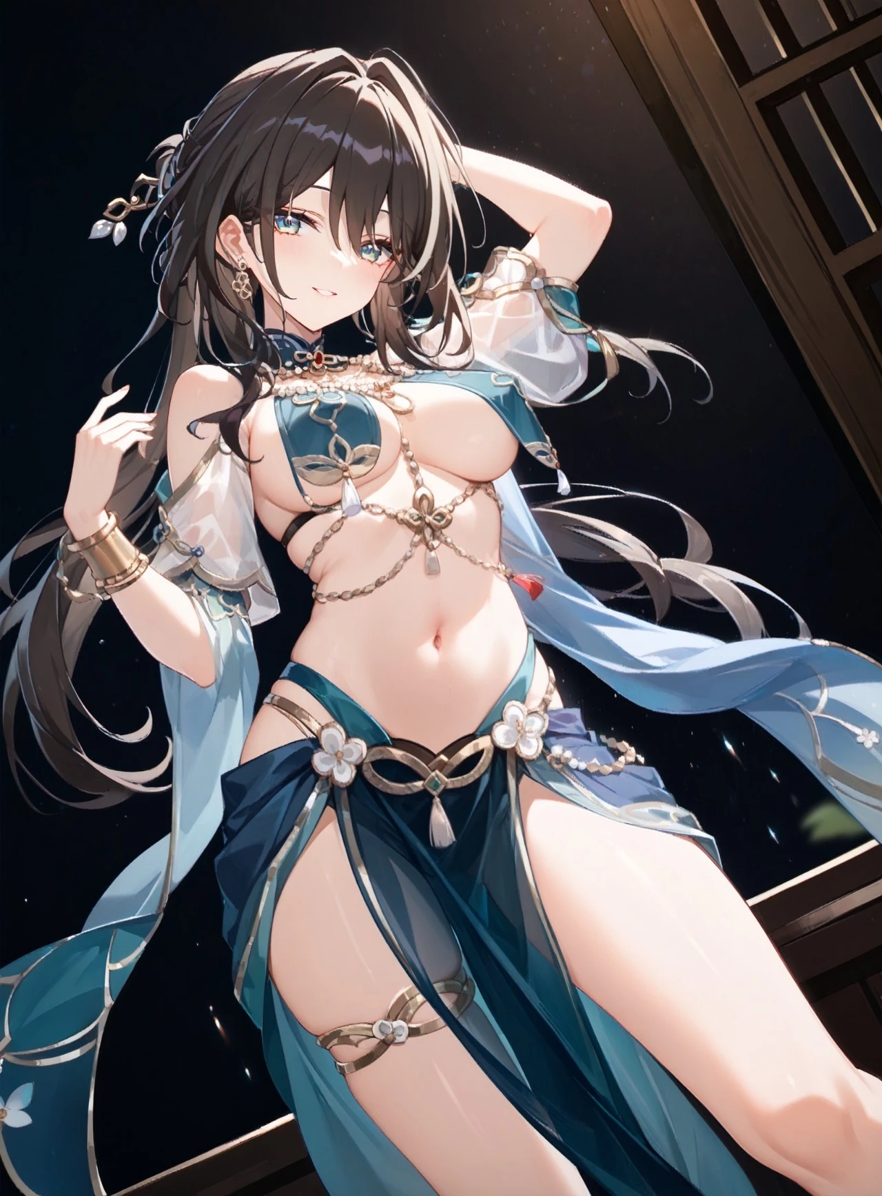 星穹铁道福利图：青雀蓝白舞娘装链条点缀，妖媚性感勾人心魄