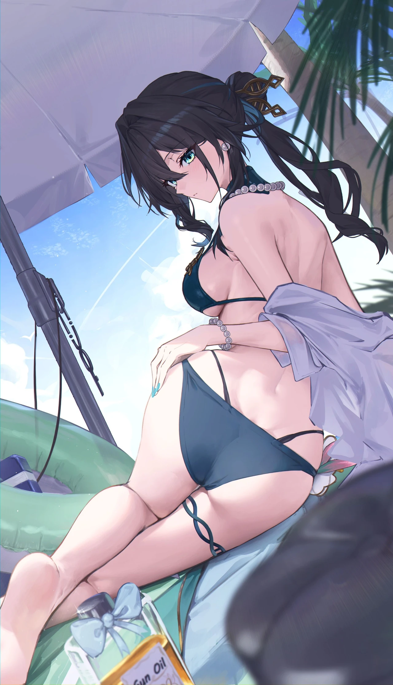 星穹铁道福利图：阮·梅深青比基尼薄纱，慵懒性感曲线勾魂