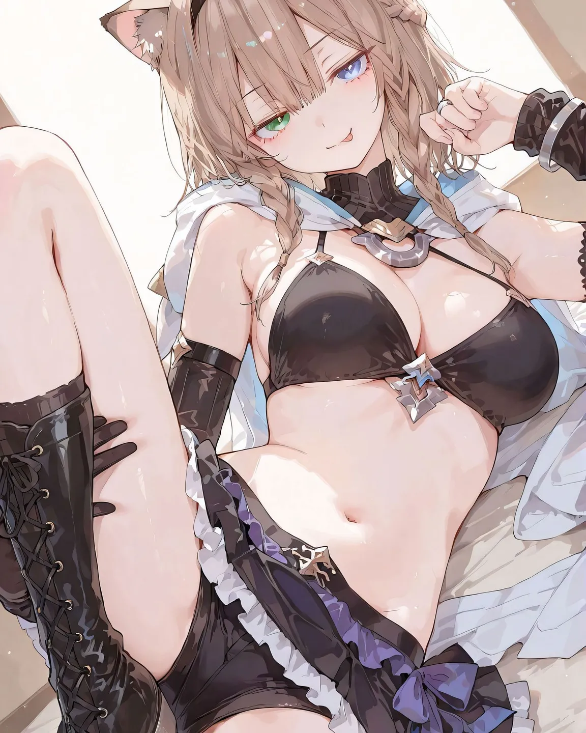 星穹铁道福利图：玲可猫耳比基尼上衣短裤，俏皮魅惑曲线勾人魂