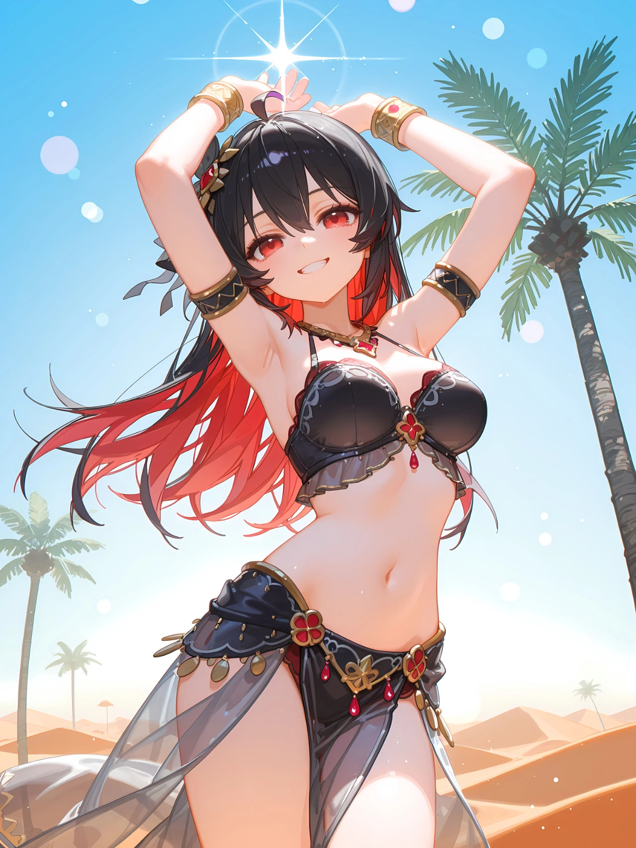 星穹铁道福利图：卡芙卡异域舞娘装，明艳娇俏身材勾魂