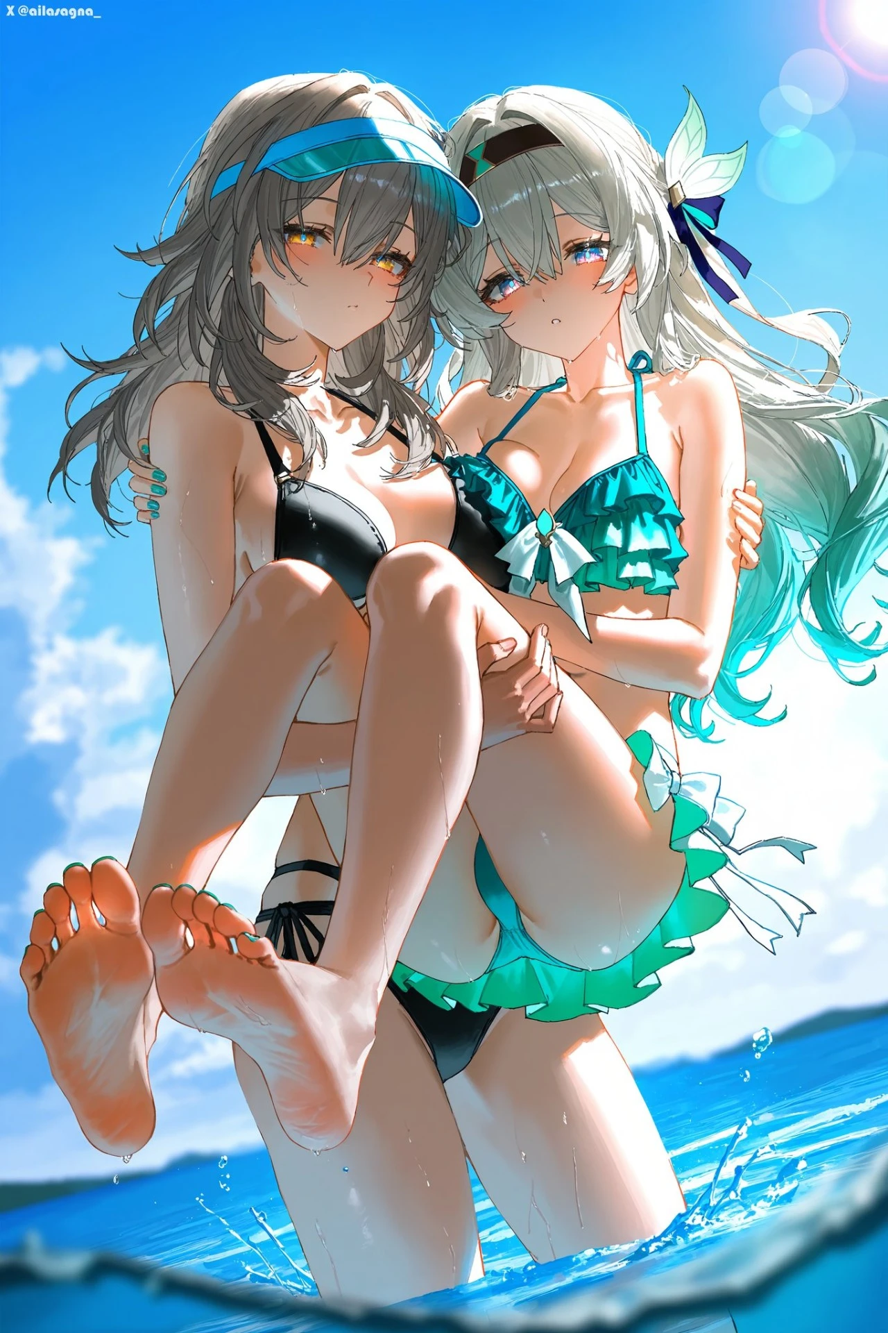 星穹铁道福利图：托帕&佩拉泳装湿身相拥，热辣曲线勾人沉醉