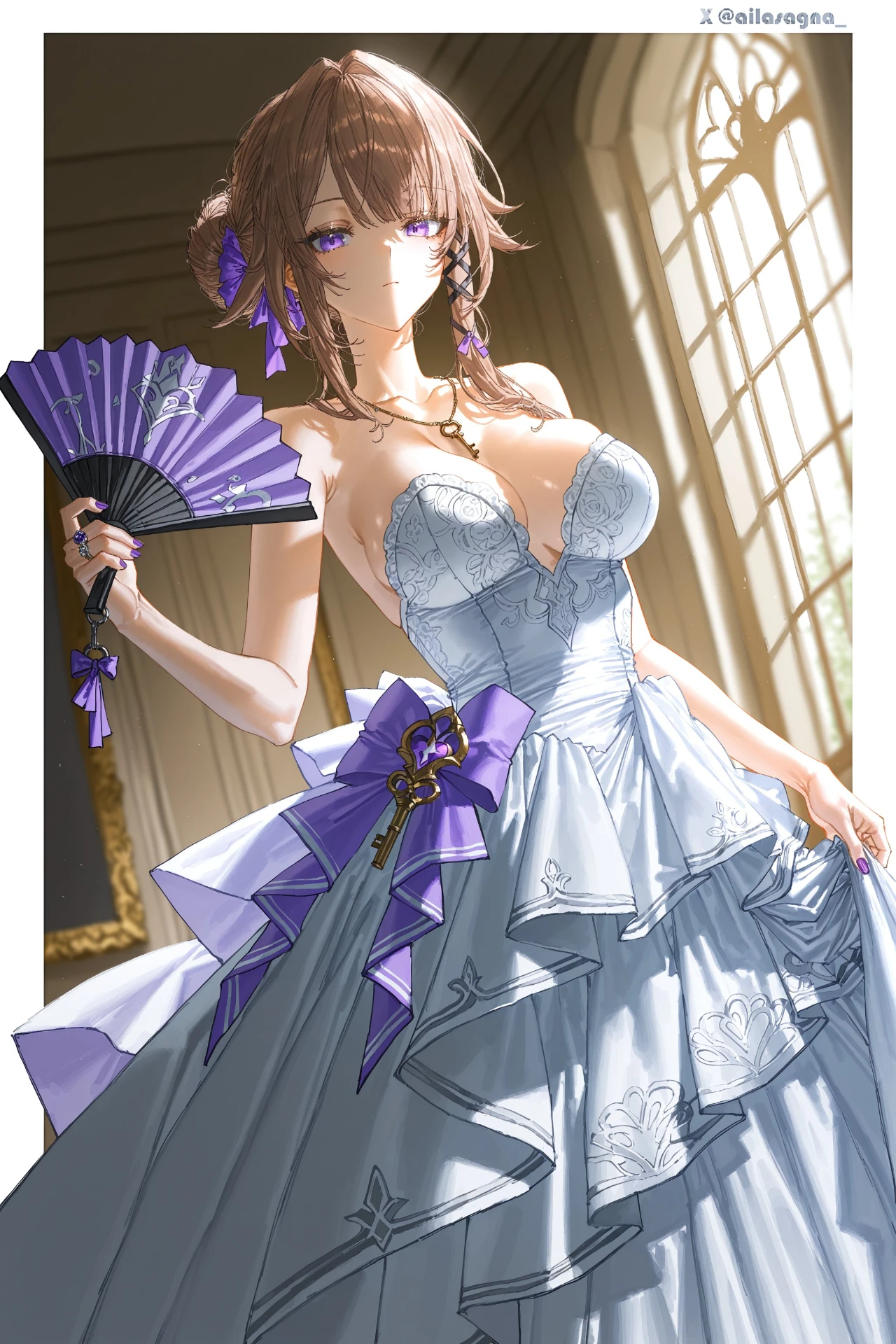 星穹铁道福利图：停云白色蕾丝抹胸礼服，优雅贵气性感值拉满