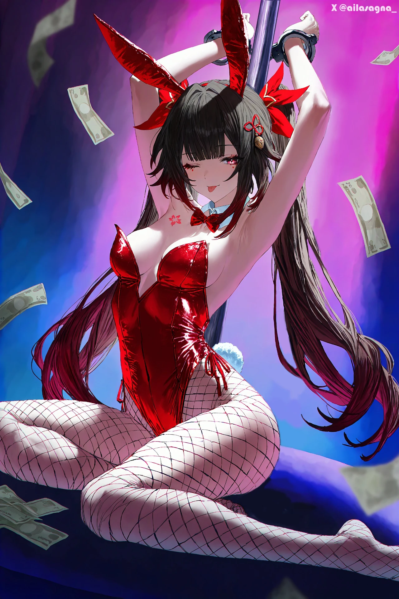 星穹铁道福利图:黄泉红色兔女郎渔网袜,妩媚铐杆娇俏勾魂第1张-Pixiv网页版入口 星穹铁道福利图:黄泉红色兔女郎渔网袜,妩媚铐杆娇俏勾魂