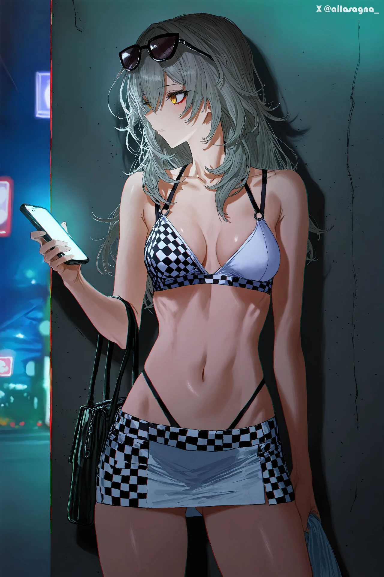 星穹铁道福利图：银狼格纹比基尼短裙，酷飒辣妹曲线勾人魂魄