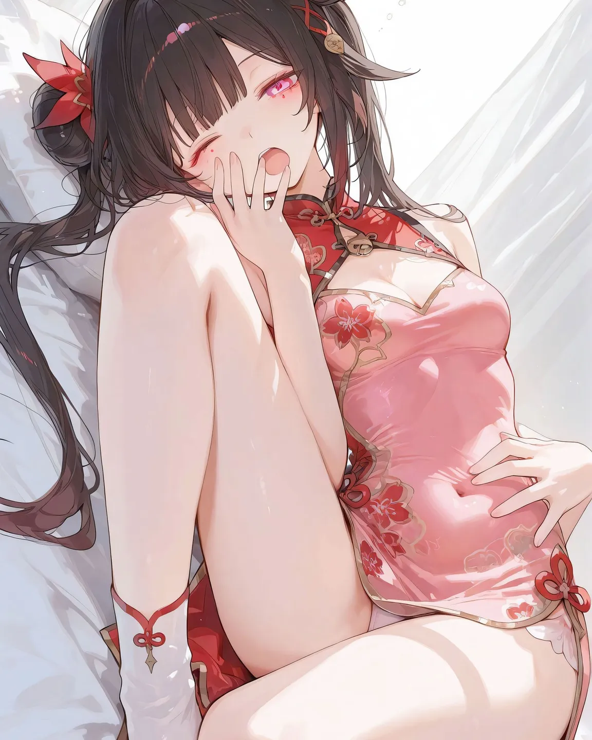 星穹铁道福利图：[角色名]粉红旗袍花纹，柔媚娇憨欲感拉满