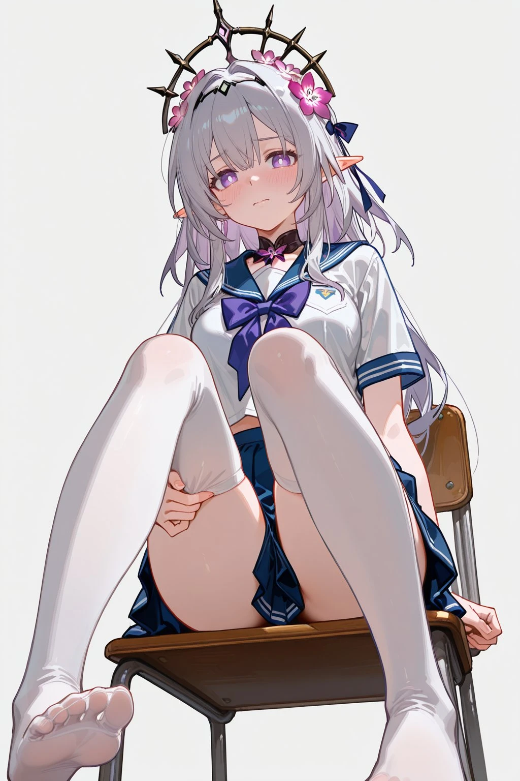 星穹铁道福利图:精灵耳少女白蓝水手服白丝,纯情娇羞曲线撩人第1张-Pixiv网页版入口 星穹铁道福利图:精灵耳少女白蓝水手服白丝,纯情娇羞曲线撩人