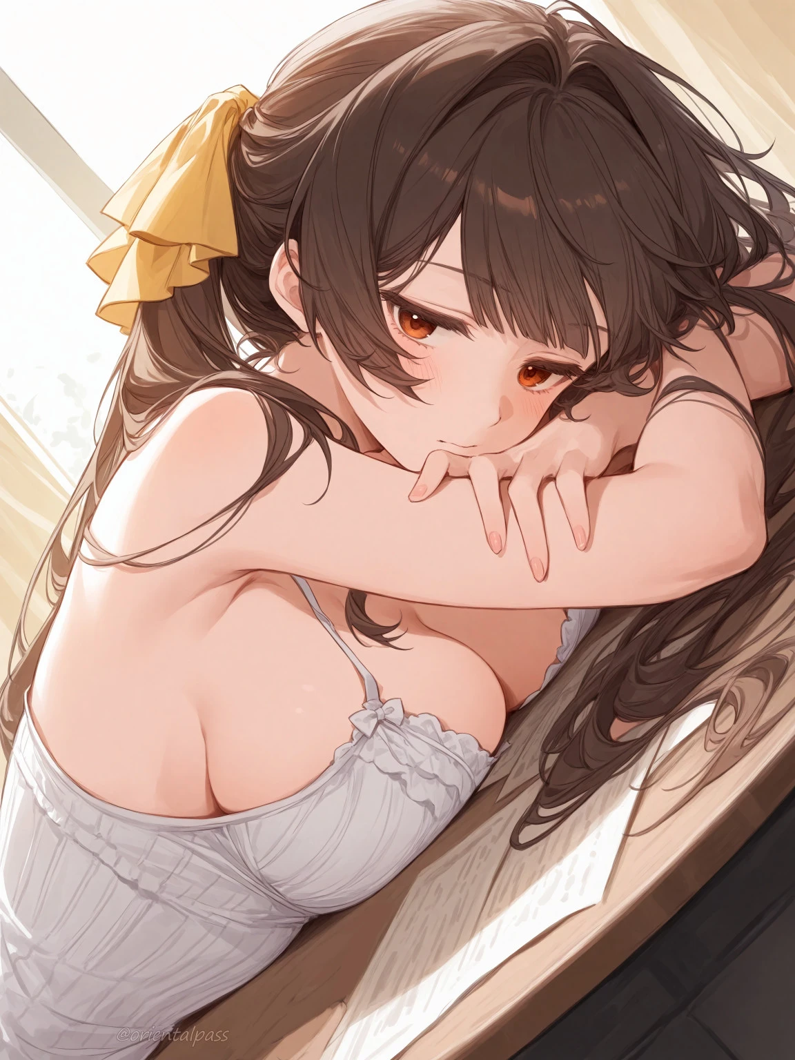 星穹铁道福利图：姬子浅灰吊带睡裙慵懒，柔美曲线勾人心魄
