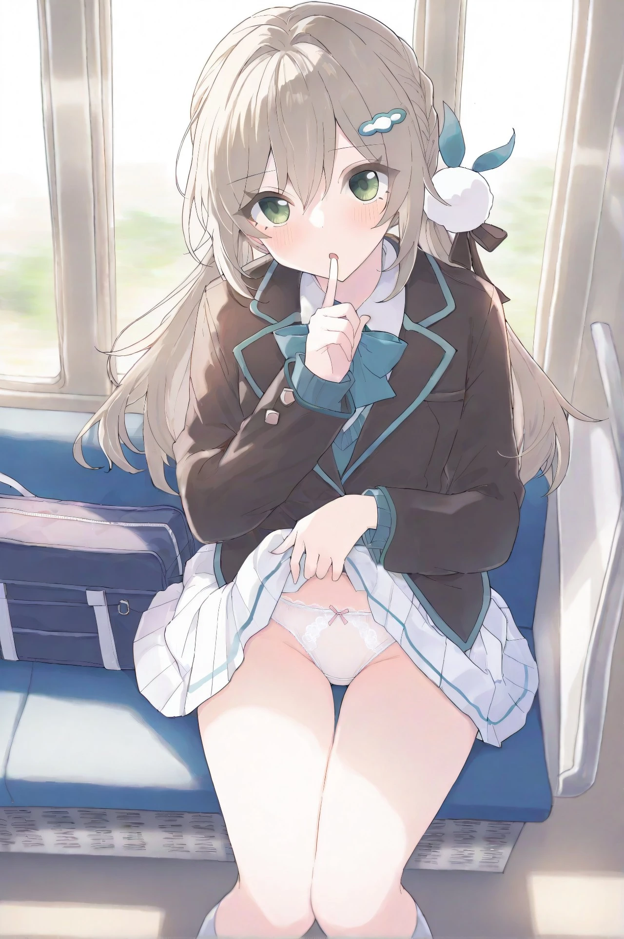 星穹铁道福利图：佩拉制服短裙蕾丝内，清纯涩气撩拨心弦