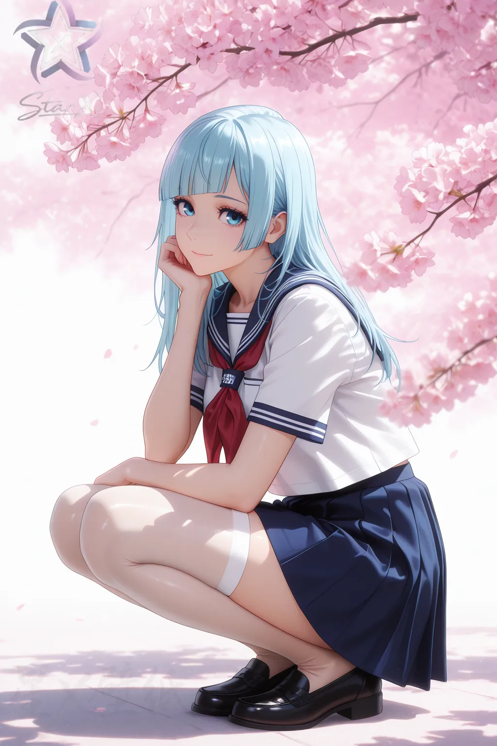 咒术回战福利图：三轮霞JK水手服白丝，樱下少女清甜感太撩了